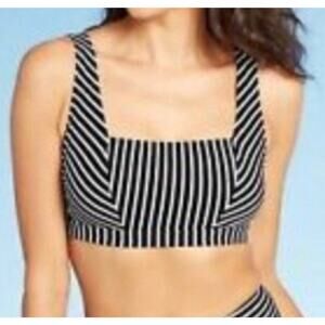 Women's Bikini Top Kona Sol Medium Stripped Black And White